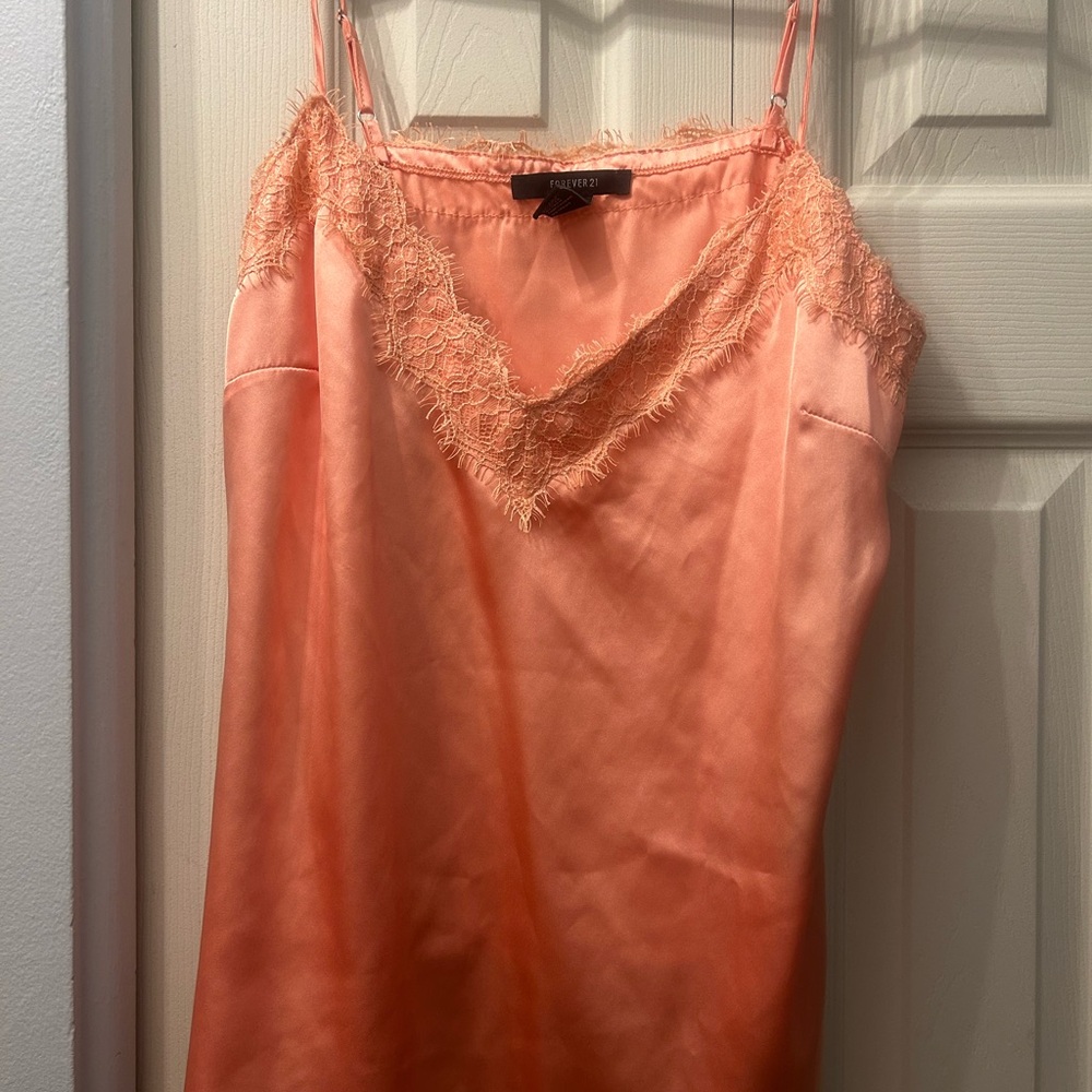Chic Peach Satin Lace Cami